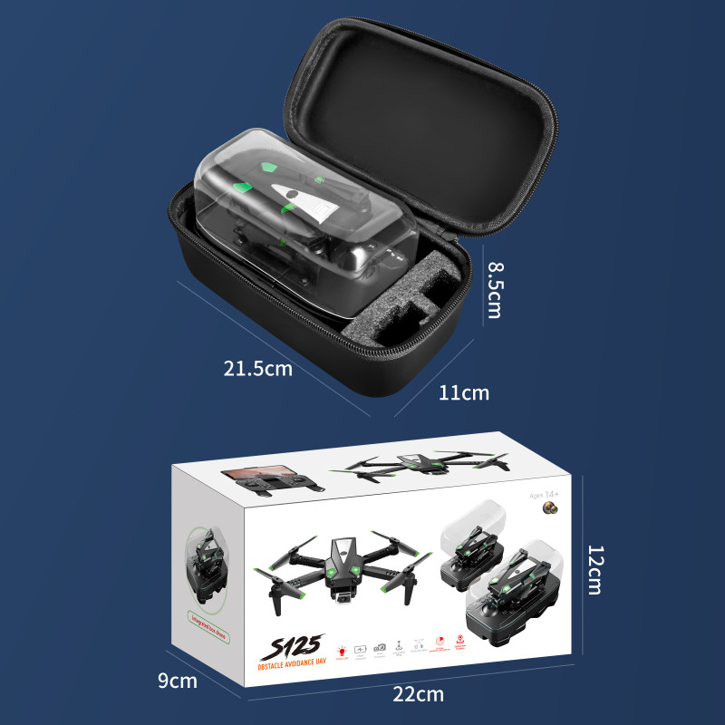 Mažas dronas Yile S125 su valdikliu ir priedų rinkiniu, juodos spalvos