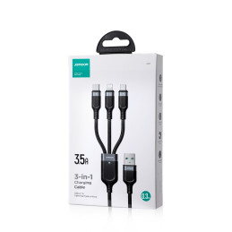 
3in1 USB daugiafunkcis laidas iki Lightning USB-C mikro USB 30 cm juodas

