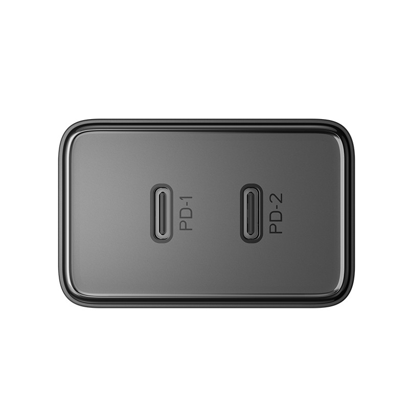 Greitas sieninis įkroviklis 40W 2x USB-C QC PD juodas