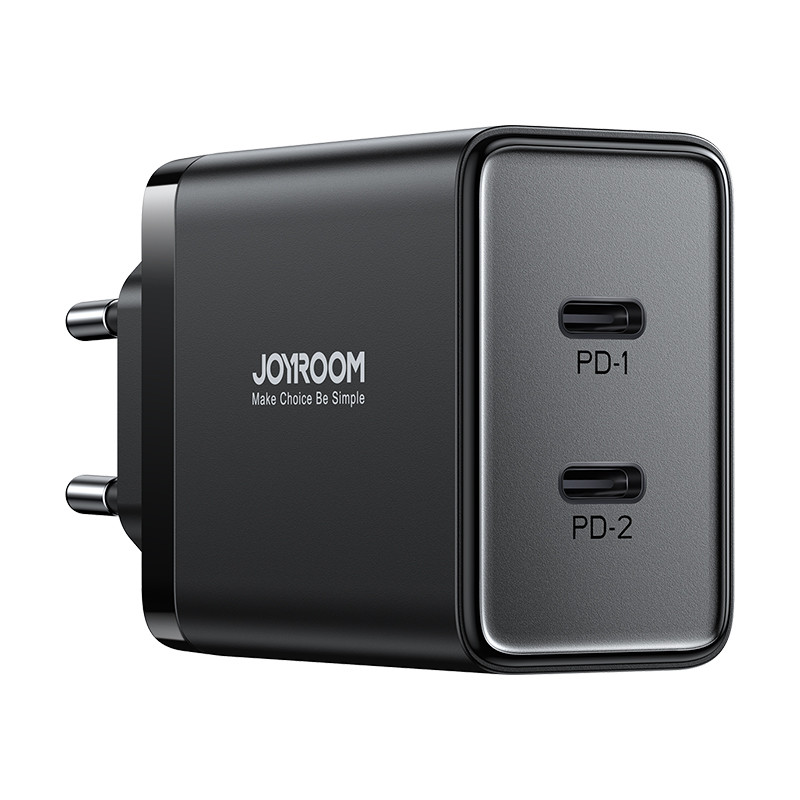 Greitas sieninis įkroviklis 40W 2x USB-C QC PD juodas
