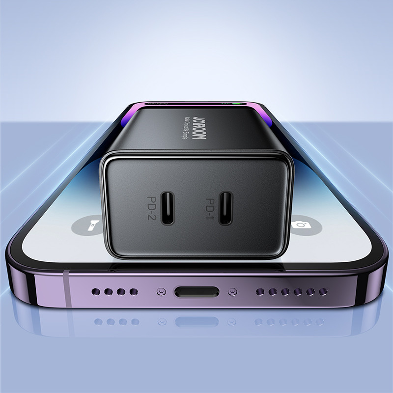 Greitas sieninis įkroviklis 40W 2x USB-C QC PD juodas