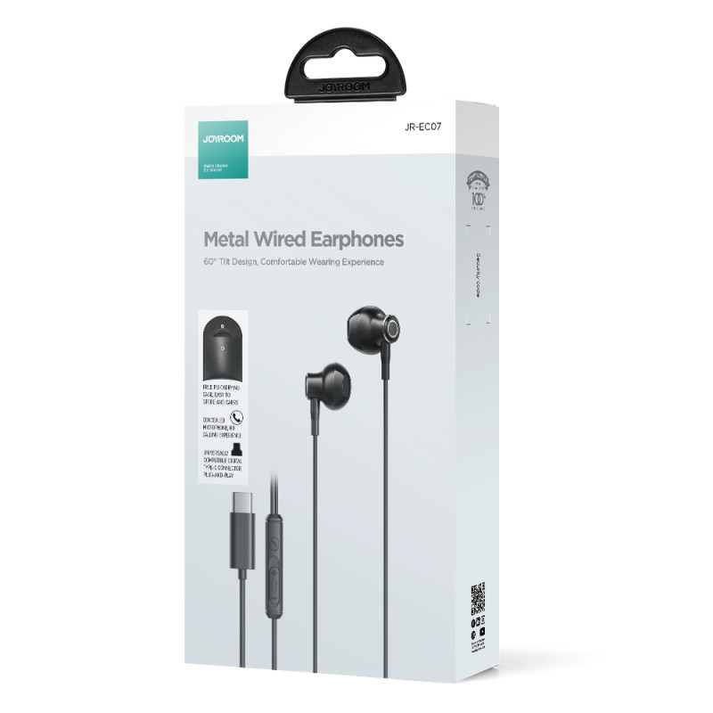 Ausinės, USB-C ausinės, 1,2 m laidas, juodas