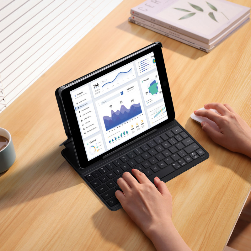 Dėklas su klaviatūra, skirtas iPad 10.2& 39 & 39 2019-2021 + USB-C laidas Brilliance Series juodas