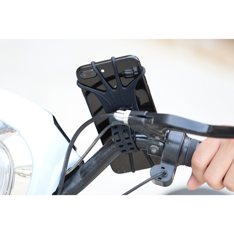 
Pasukamas silikoninis dviračio telefono laikiklis su nuimamu spaustuku, juodas
