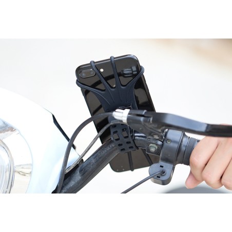 
Pasukamas silikoninis dviračio telefono laikiklis su nuimamu spaustuku, juodas
