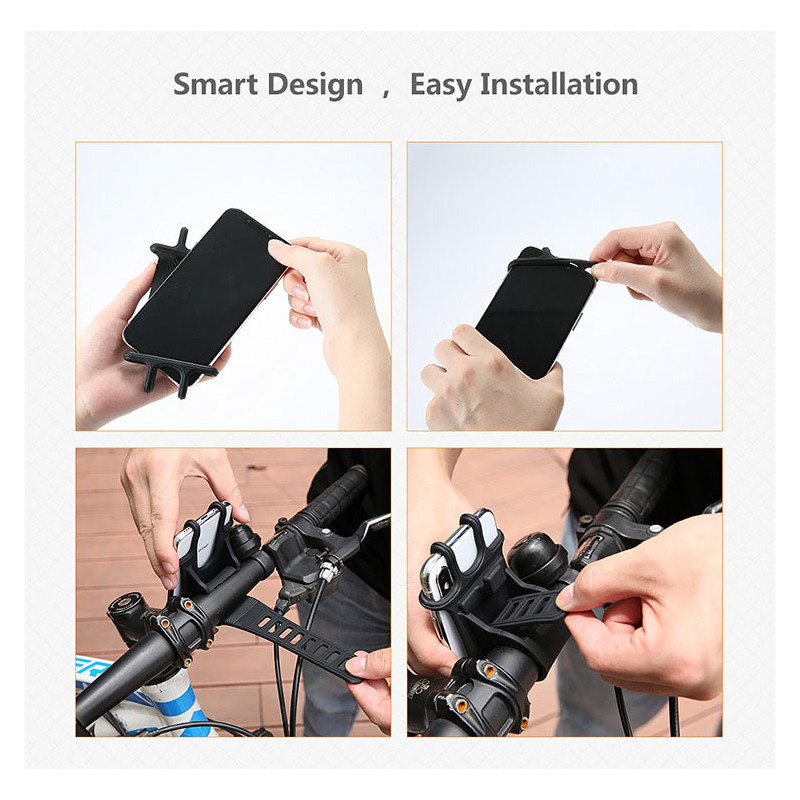 
Silikoninis dviračio telefono laikiklis, juodas

