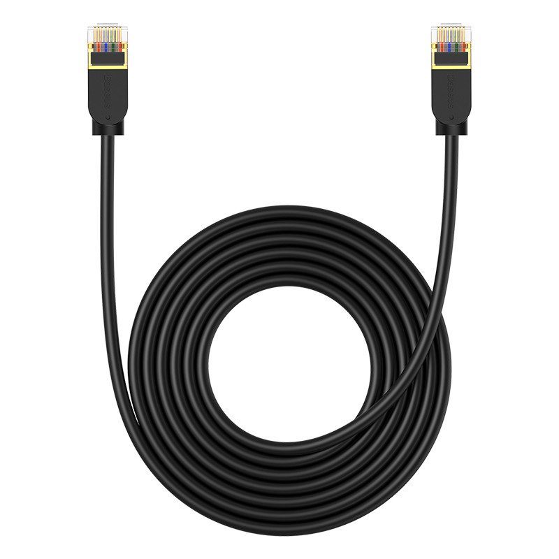 Greitas plonas RJ45 cat tinklo kabelis. 7 10Gbps 5m juoda