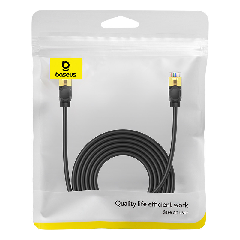 Greitas plonas RJ45 cat tinklo kabelis. 7 10Gbps 5m juoda
