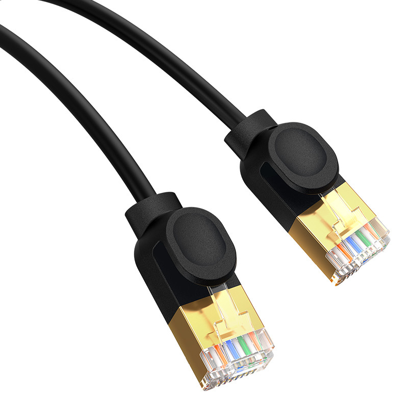 Greitas plonas RJ45 cat tinklo kabelis. 7 10Gbps 5m juoda