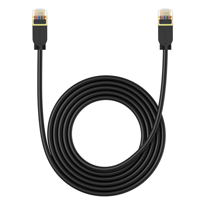 Greitas plonas RJ45 cat tinklo kabelis. 7 10Gbps 3m juoda