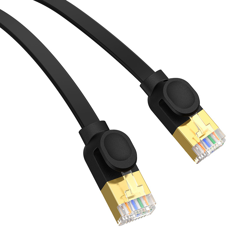 Greitas plonas RJ45 cat tinklo kabelis. 7 10Gbps 2m juoda
