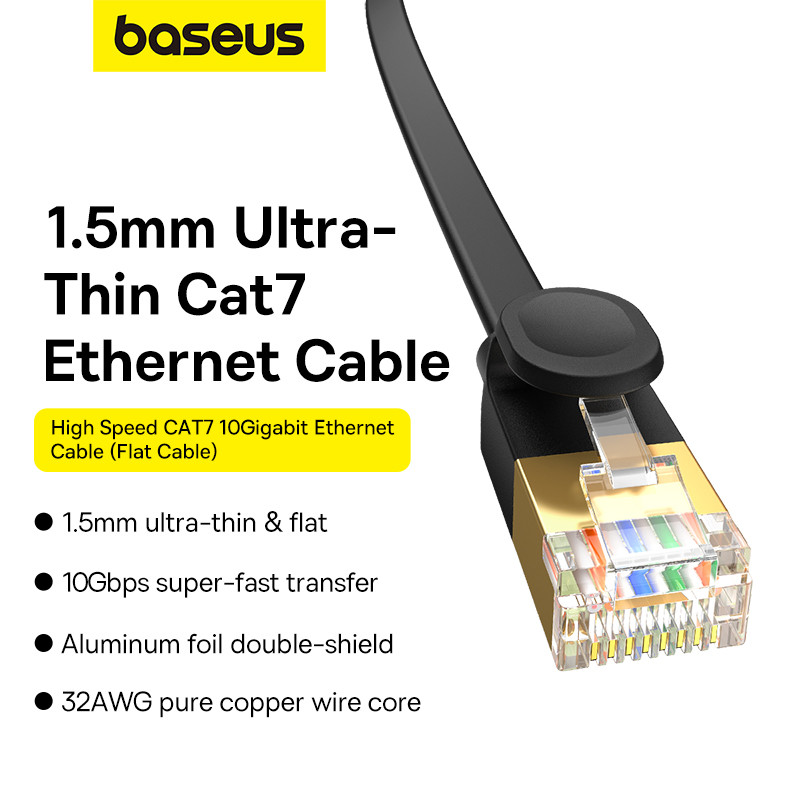 Greitas plonas RJ45 cat tinklo kabelis. 7 10Gbps 2m juoda