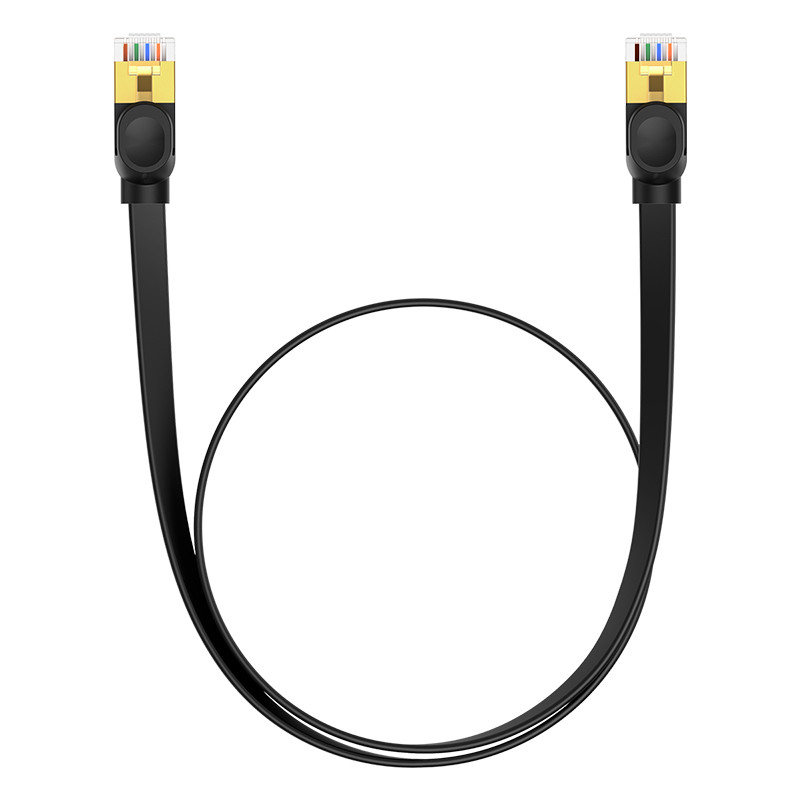 Greitas plonas RJ45 cat tinklo kabelis. 7 10Gbps 0,5m juoda
