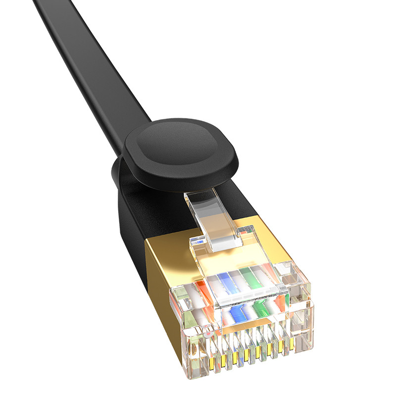 Greitas plonas RJ45 cat tinklo kabelis. 7 10Gbps 0,5m juoda