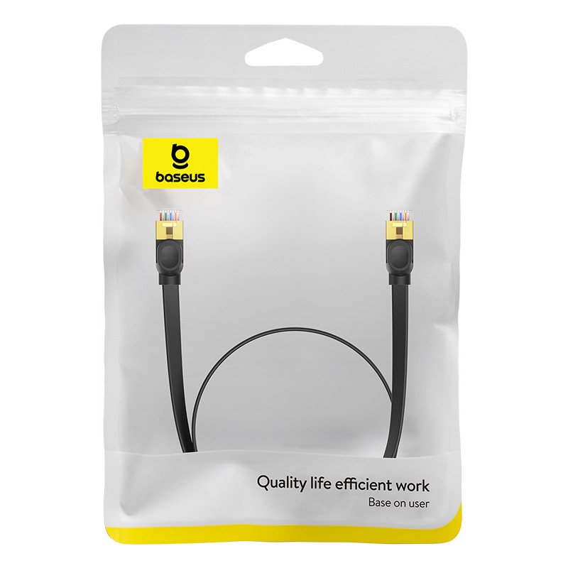 Greitas plonas RJ45 cat tinklo kabelis. 7 10Gbps 0,5m juoda
