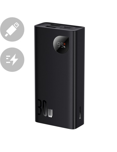 Adaman powerbank 20000mAh 30W juoda + USB-C laidas Adaman powerbank 20000mAh 30W juoda + USB-C laidas