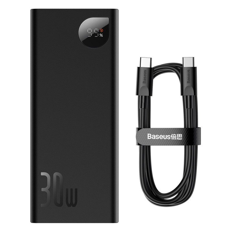 Adaman powerbank 20000mAh 30W juoda + USB-C laidas