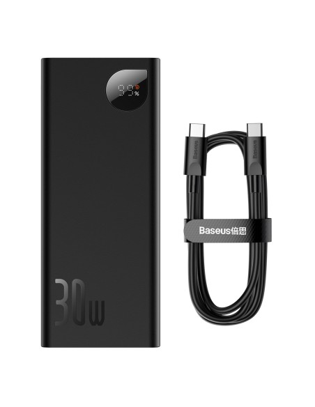 Adaman powerbank 20000mAh 30W juoda + USB-C laidas Adaman powerbank 20000mAh 30W juoda + USB-C laidas