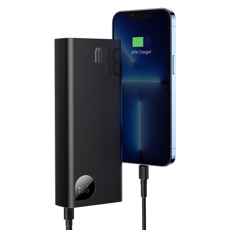 Adaman powerbank 20000mAh 30W juoda + USB-C laidas