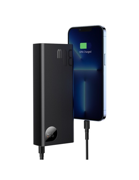 Adaman powerbank 20000mAh 30W juoda + USB-C laidas Adaman powerbank 20000mAh 30W juoda + USB-C laidas