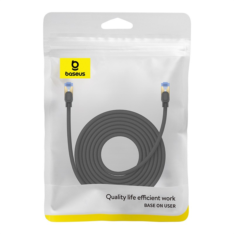 Greitas LAN RJ45 cat.7 10Gbps tinklo kabelis, pintas, 8m, juodas