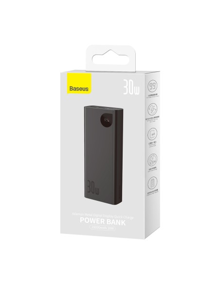 Adaman powerbank 20000mAh 30W juoda + USB-C laidas Adaman powerbank 20000mAh 30W juoda + USB-C laidas