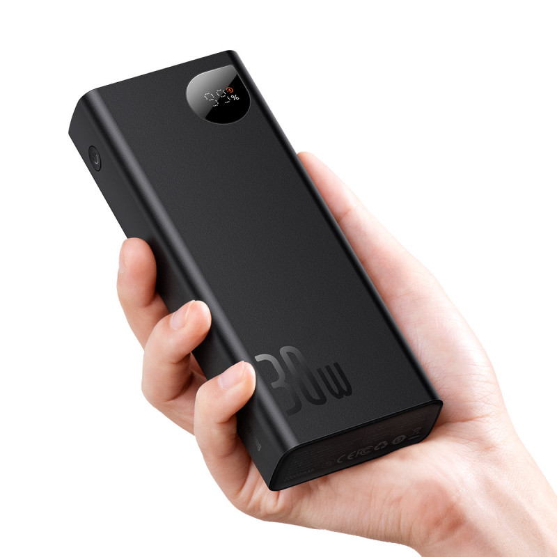 Adaman powerbank 20000mAh 30W juoda + USB-C laidas