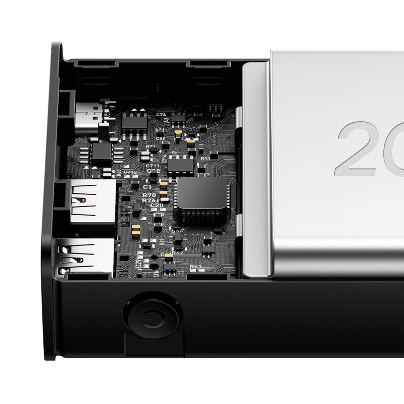 Adaman powerbank 20000mAh 30W juoda + USB-C laidas