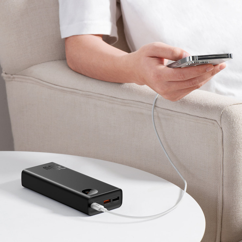 Adaman powerbank 20000mAh 30W juoda + USB-C laidas