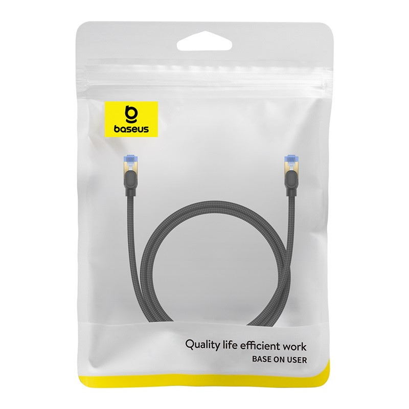 
Greitas RJ45 cat.7 10Gbps LAN tinklo kabelis, pintas, 1m, juodas
