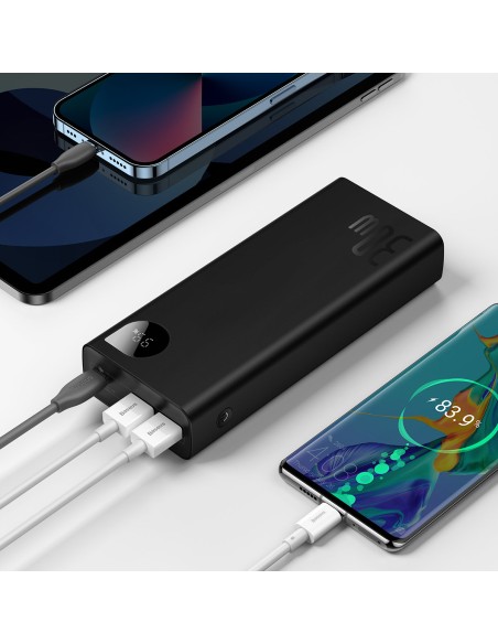 Adaman powerbank 20000mAh 30W juoda + USB-C laidas Adaman powerbank 20000mAh 30W juoda + USB-C laidas