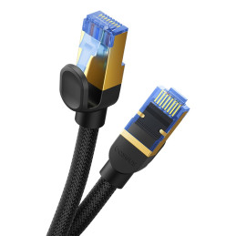 
Greitas LAN RJ45 cat.7 tinklo kabelis 10Gbps pintas 0,5m juodas
