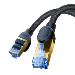
Greitas LAN RJ45 cat.7 tinklo kabelis 10Gbps pintas 0,5m juodas

