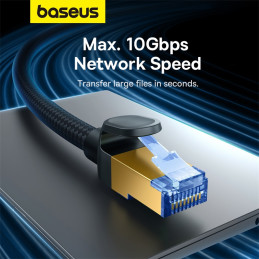 
Greitas LAN RJ45 cat.7 tinklo kabelis 10Gbps pintas 0,5m juodas
