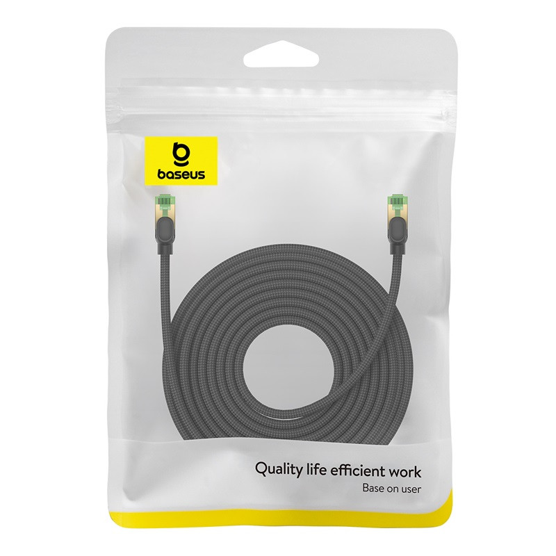 Greitas LAN RJ45 cat.8 tinklo kabelis 40Gbps pintas 15m juodas