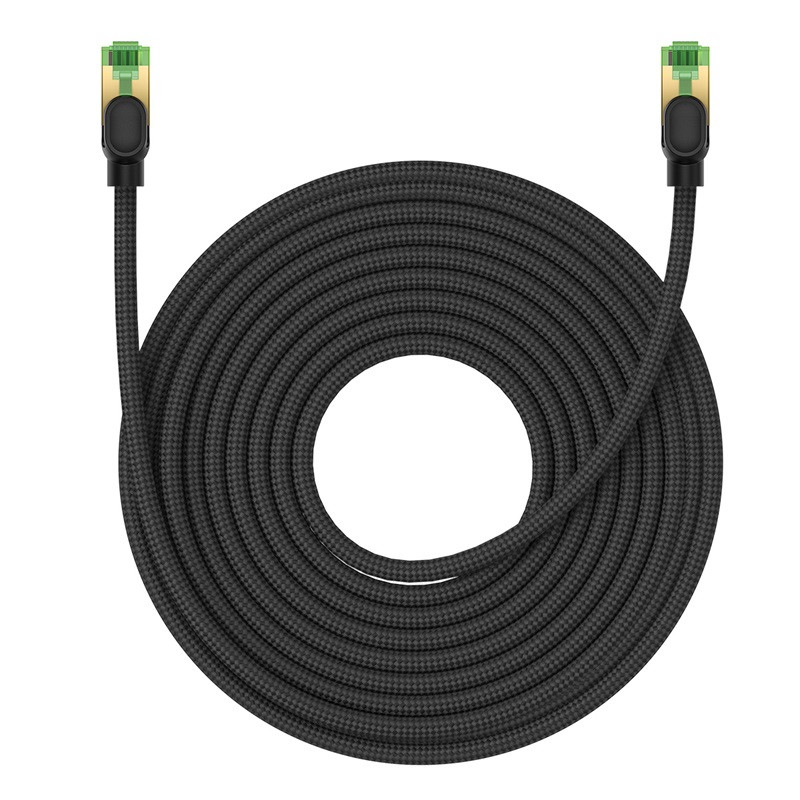 Greitas LAN RJ45 cat.8 tinklo kabelis 40Gbps pintas 15m juodas