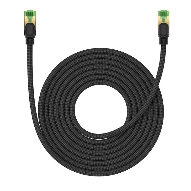 Greitas RJ45 cat.8 40Gbps LAN tinklo kabelis, pintas, 8 m, juodas