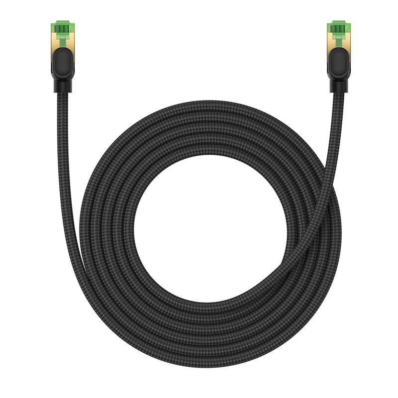 Greitas LAN RJ45 cat.8 40Gbps tinklo kabelis, pintas, 3m, juodas