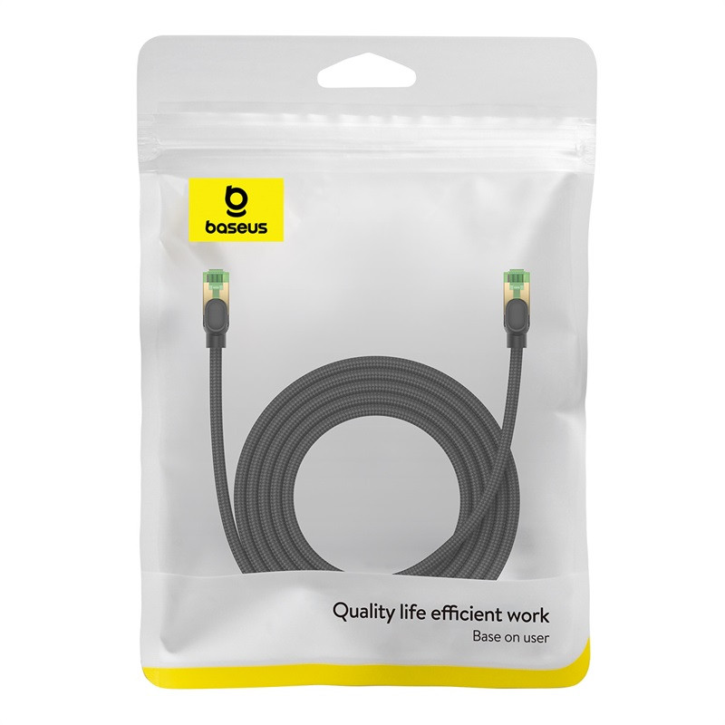 Greitas LAN RJ45 cat.8 40Gbps tinklo kabelis, pintas, 3m, juodas