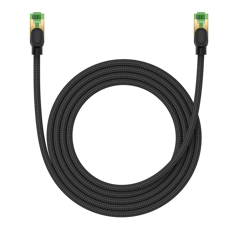 Greitas RJ45 cat.8 40Gbps LAN tinklo kabelis, pintas, 2m, juodas