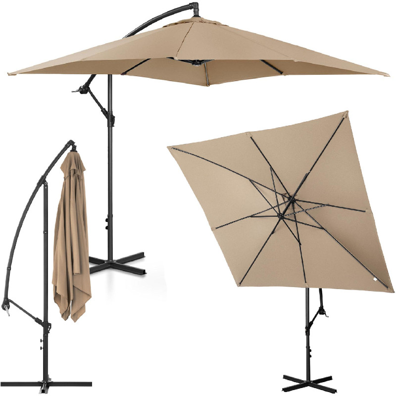 Kvadratinis konsolinis skėtis 250 x 250 cm pilkai rudas