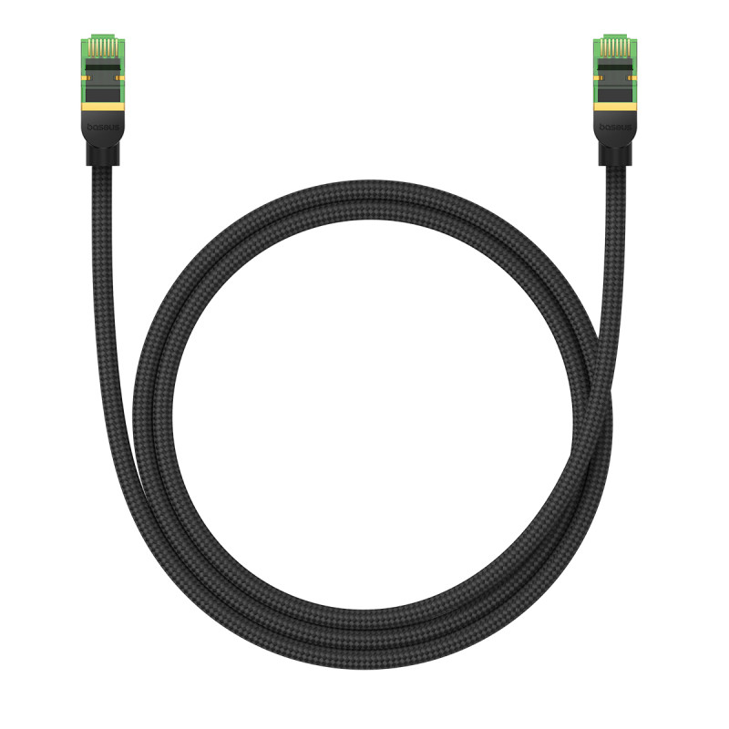 Greitas RJ45 cat.8 40Gbps LAN tinklo kabelis, pintas, 1m, juodas