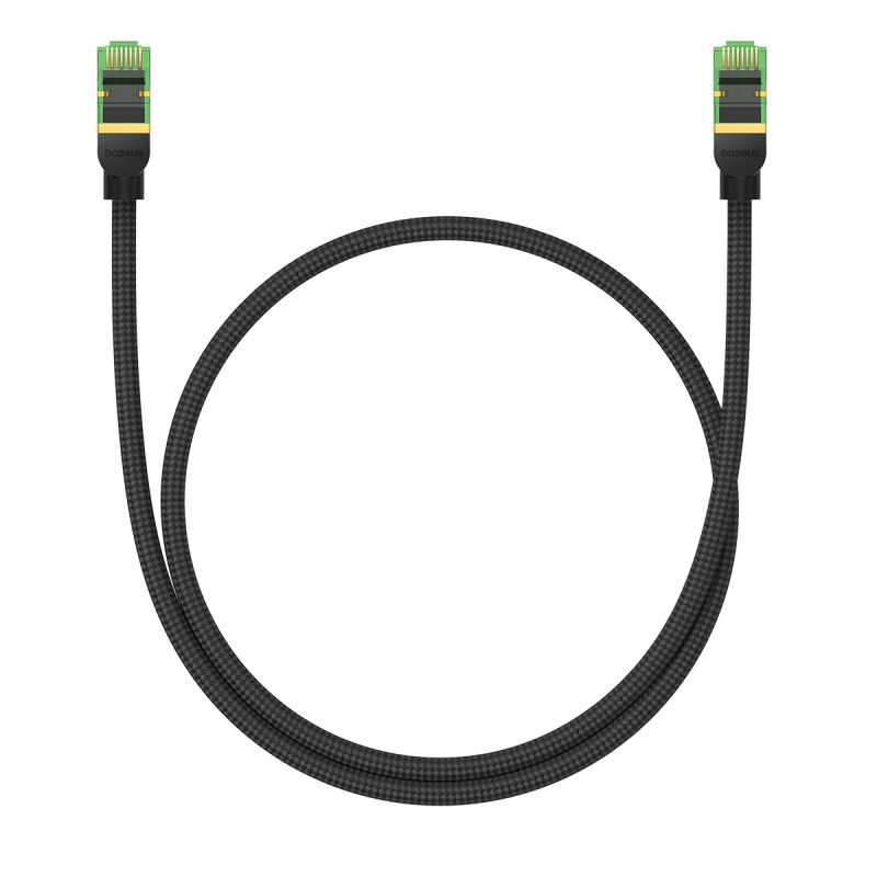 Greitas LAN RJ45 cat.8 tinklo kabelis 40Gbps pintas 0,5m juodas