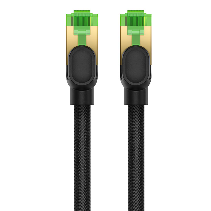 Greitas LAN RJ45 cat.8 tinklo kabelis 40Gbps pintas 0,5m juodas