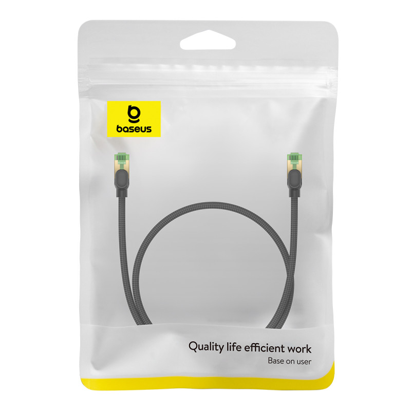 Greitas LAN RJ45 cat.8 tinklo kabelis 40Gbps pintas 0,5m juodas