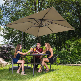Kvadratinis konsolinis skėtis 250 x 250 cm pilkai rudas