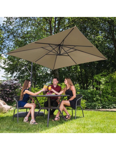 Kvadratinis konsolinis skėtis 250 x 250 cm pilkai rudas Kvadratinis konsolinis skėtis 250 x 250 cm pilkai rudas