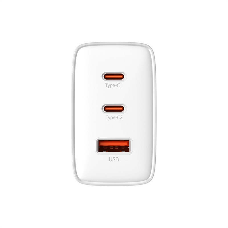 GaN Cube Pro 65W 2x USB-C USB-A sieninis įkroviklis, baltas