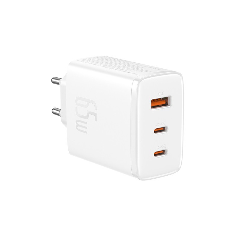 GaN Cube Pro 65W 2x USB-C USB-A sieninis įkroviklis, baltas