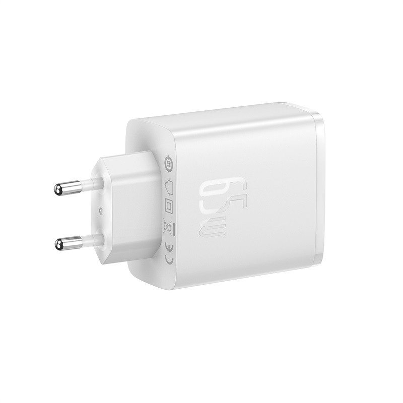 GaN Cube Pro 65W 2x USB-C USB-A sieninis įkroviklis, baltas